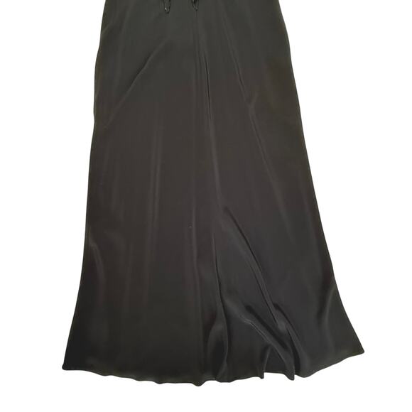 Jones NY Black Formal Maxi Dress Sz 8 Silk Trim Flutter Sleeve Gala V Neck Beads - Picture 6 of 15